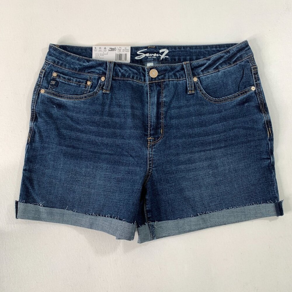 Seven7 Women's Shorts 12 Weekend Short Cuffed Stretch Denim Shorts Size 12 Blue